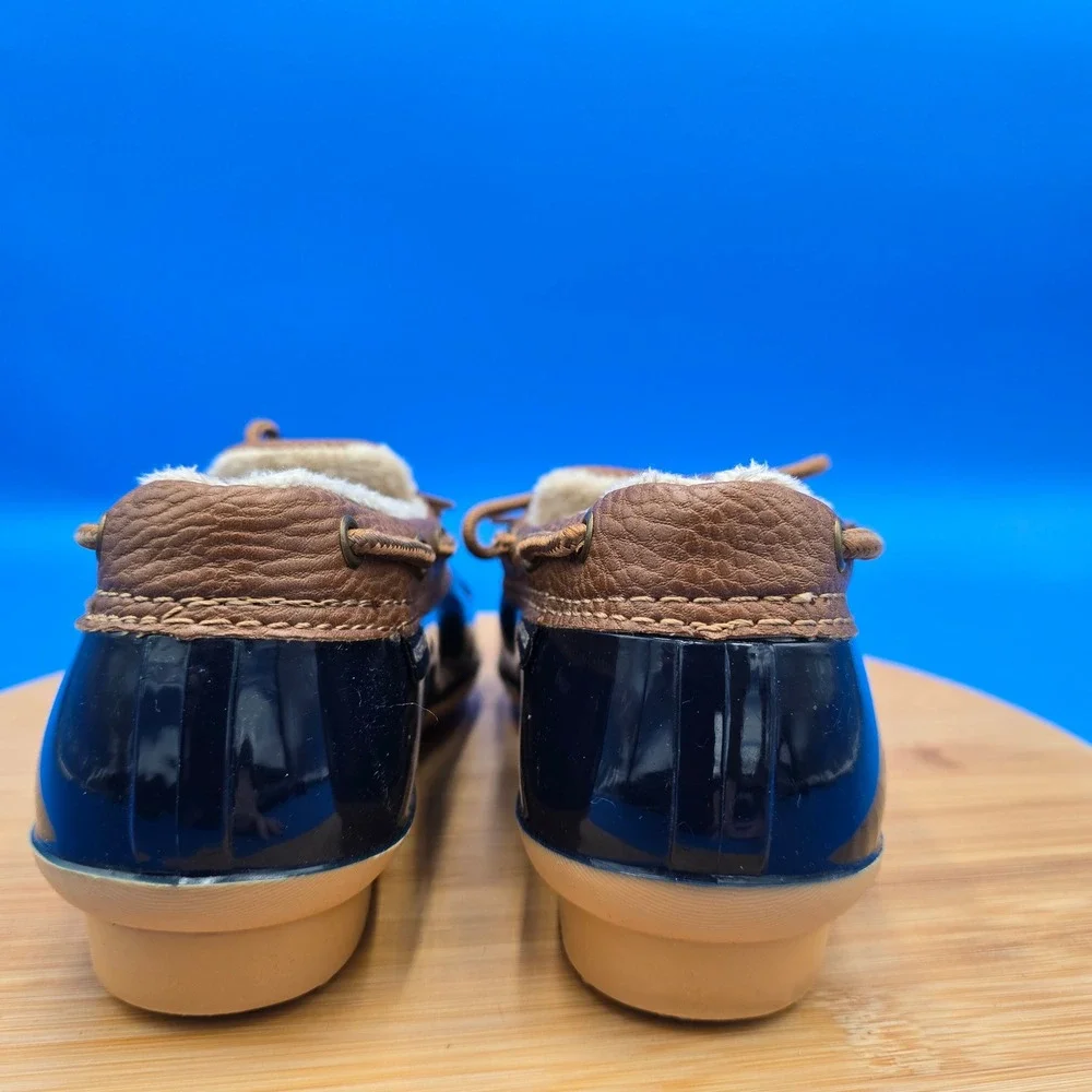 JBU by Jambu Woodbury Duck Boots Navy Brown Waterproof Faux Fur Lined Size‎ 6M